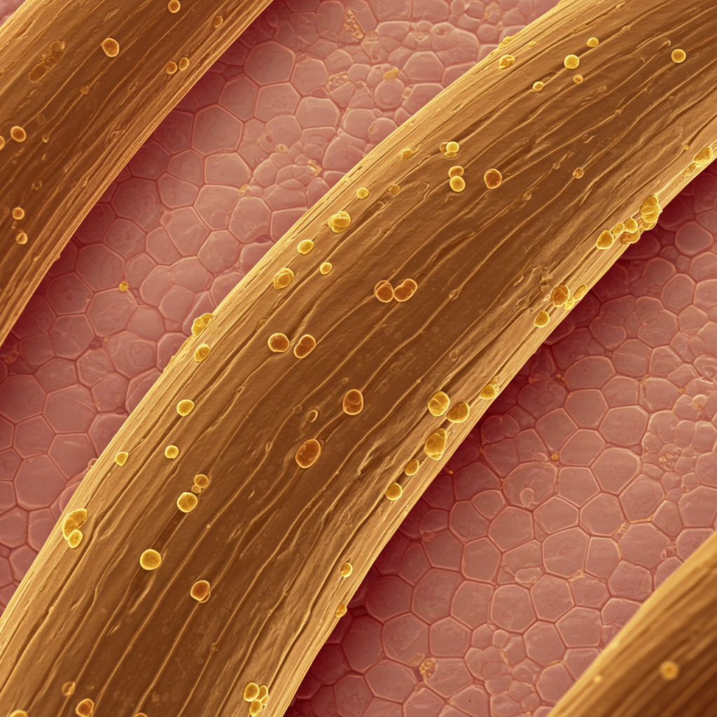 microscopic zoom of human hair pigmentation