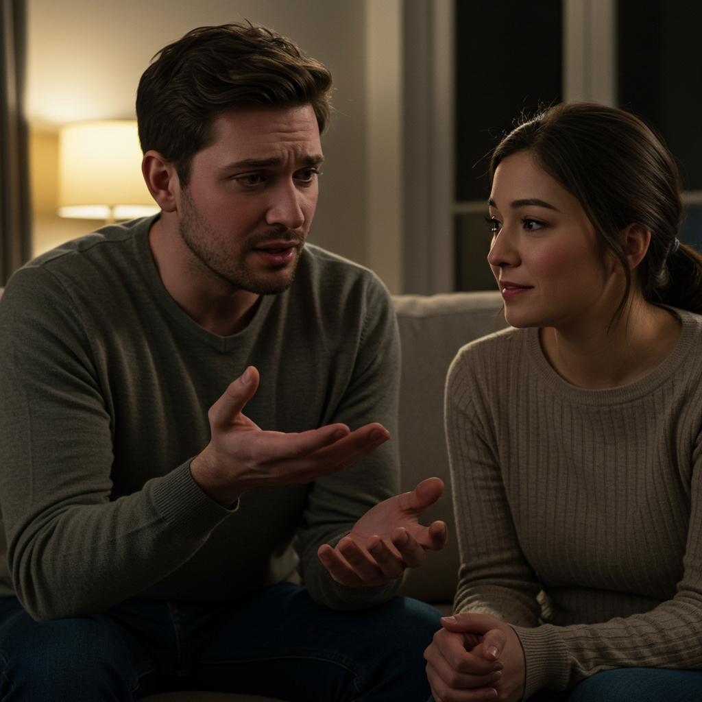 A man hesitantly sharing feelings while his partner listens attentively