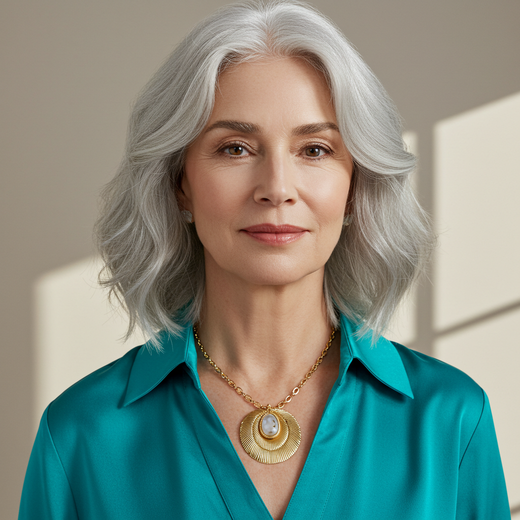Older woman with stylish silver hair